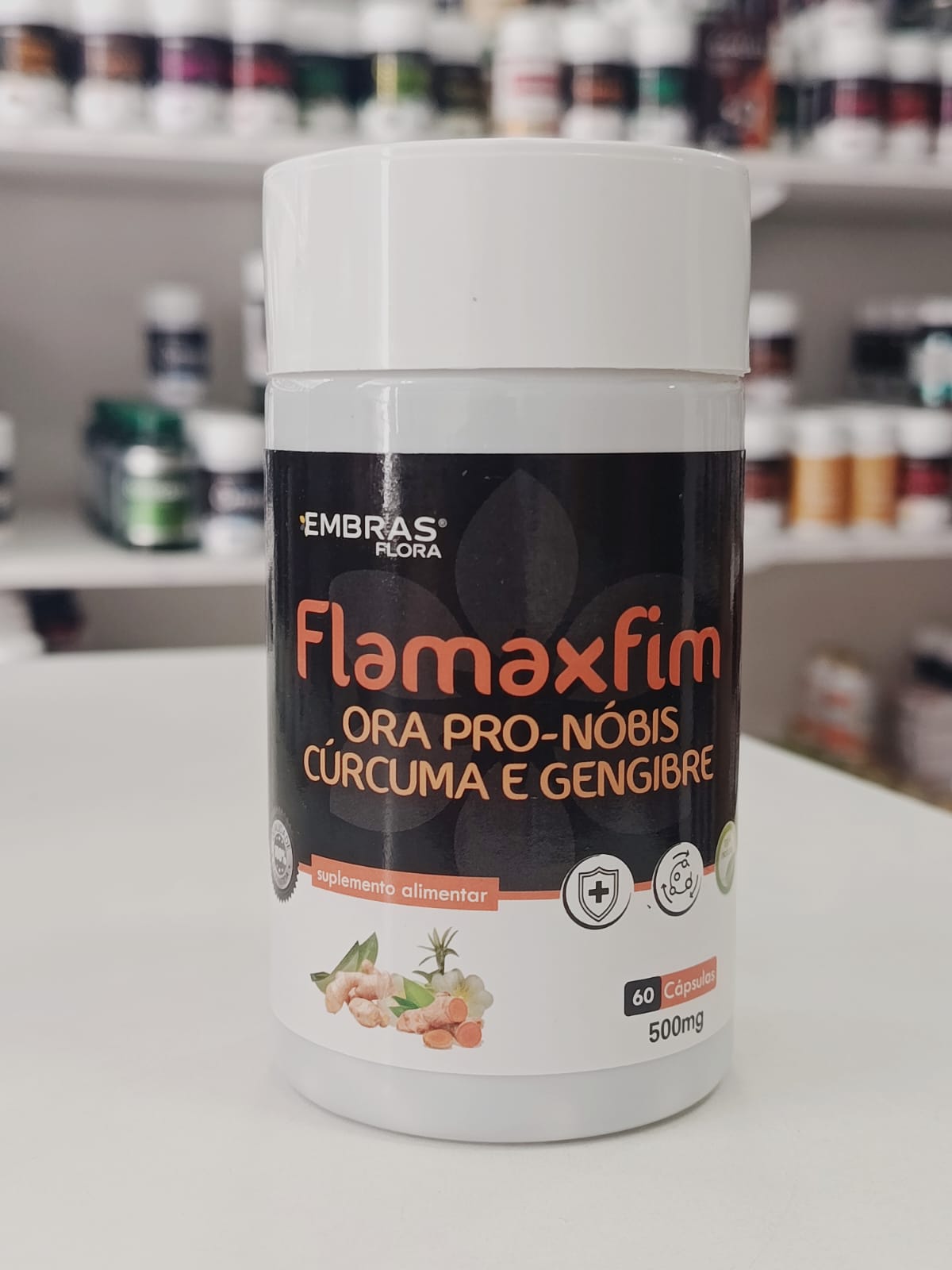 FLAMAXFIM ORA PRO-NOBIS CÚRCUMA E GENGIBRE 500 MG 60 CPS EMBRAS FLORA